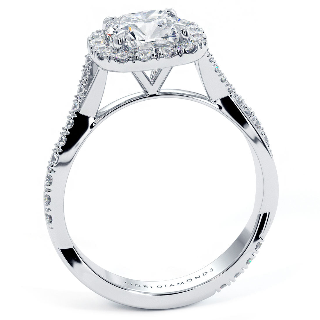 1.5 Carat Cushion Cut Micropavé Halo Infinity Twist