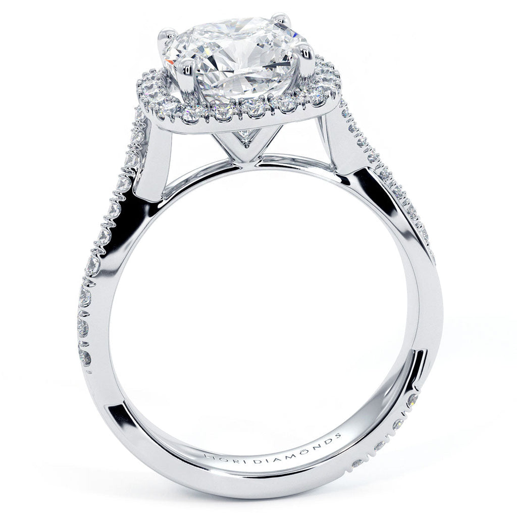 2 Carat Cushion Cut Micropavé Halo Infinity Twist