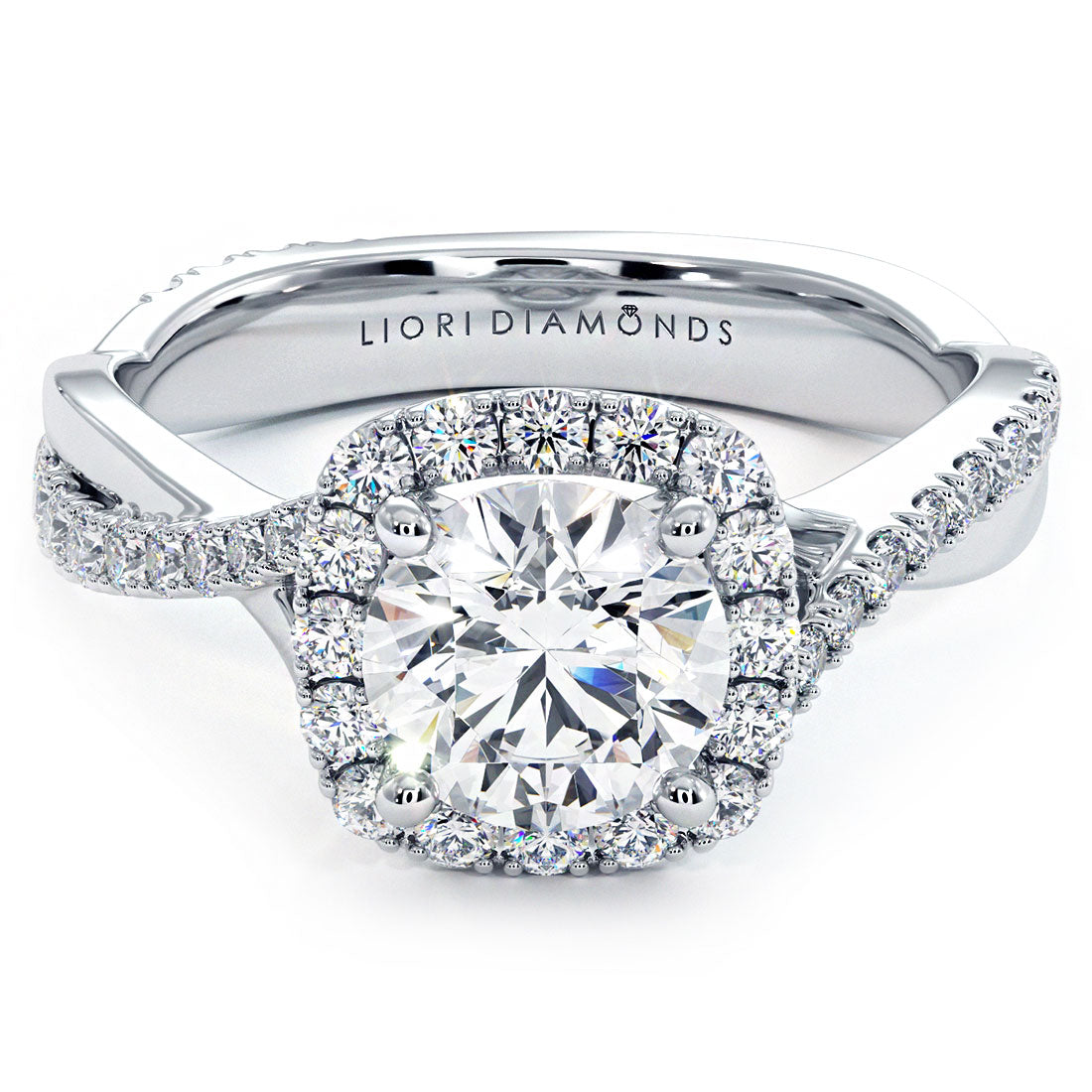1 Carat Round Brilliant Micropavé Halo Infinity Twist