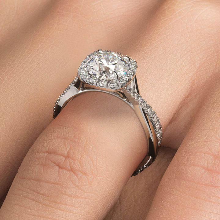 Carat Round Brilliant Micropavé Halo Infinity Twist – Liori