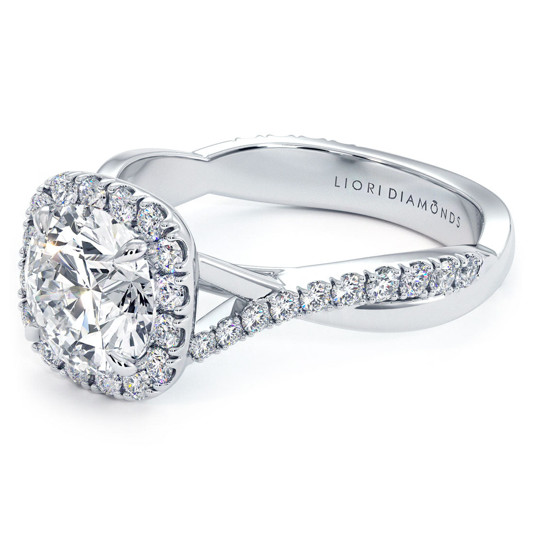 1.5 Carat Round Brilliant Micropavé Halo Infinity Twist