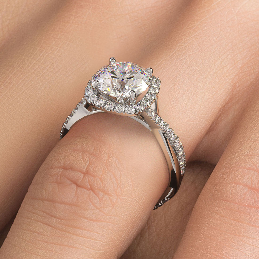 2 Carat Round Brilliant Micropavé Halo Infinity Twist