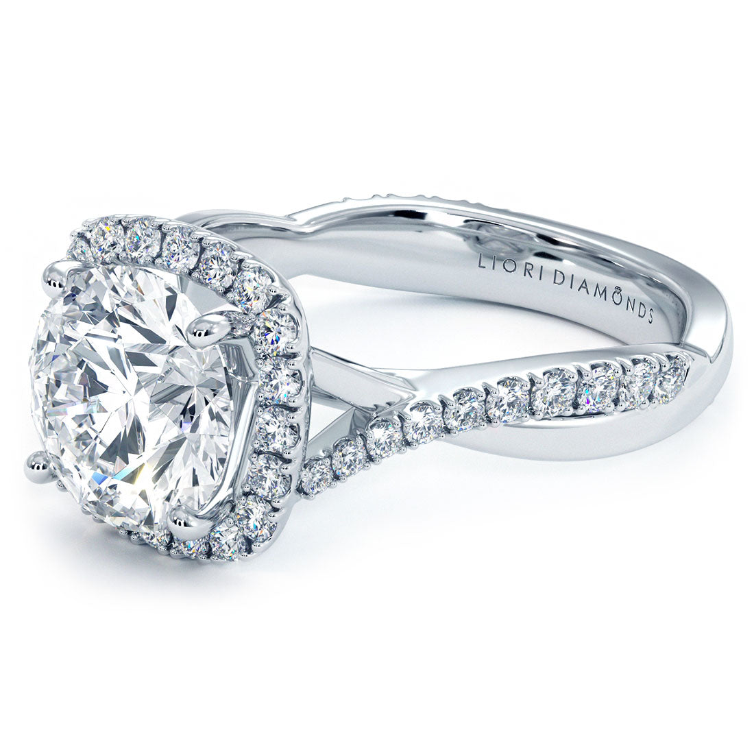 2 Carat Round Brilliant Micropavé Halo Infinity Twist