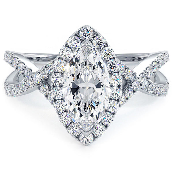 1.5 Carat Marquise Cut Infinity Twist Micropavé Halo