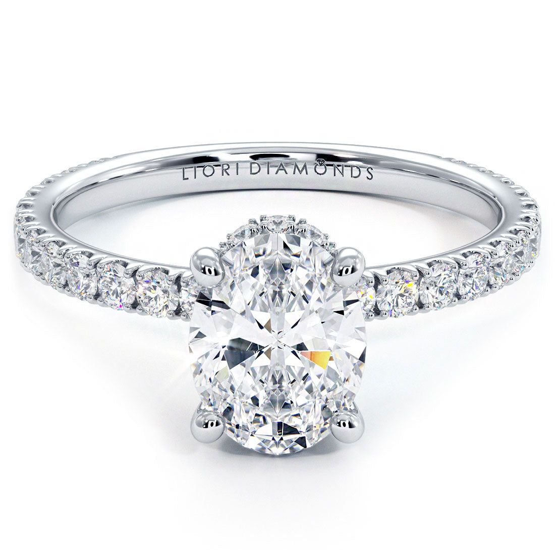 1.5 Carat Oval Cut Under Halo Petite Micropavé