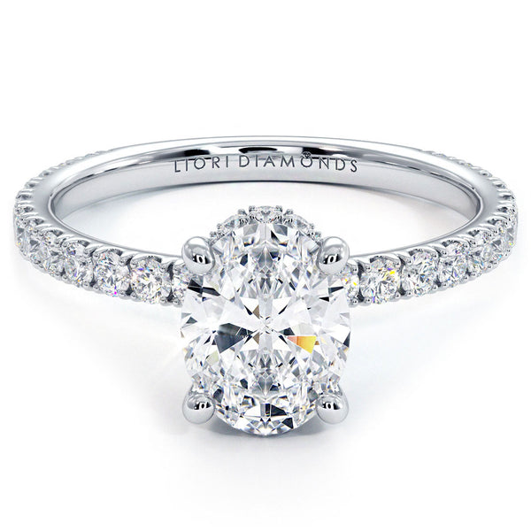1.5 Carat Oval Cut Under Halo Petite Micropavé