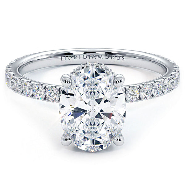 2 Carat Oval Cut Under Halo Petite Micropavé