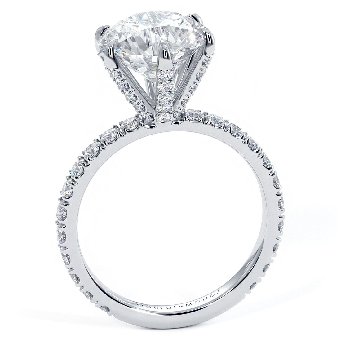 3.75ctw Round Brilliant Micropavé 6 Prong Petite Lab Grown Diamond Engagement Ring 14k White Gold