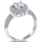 2.33 Carat H-SI1 Natural Round Diamond Engagement Ring 18k White Gold Pave Halo