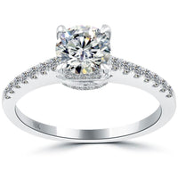 1.24 Carat G-VS1 Certified Natural Round Diamond Engagement Ring 18k White Gold
