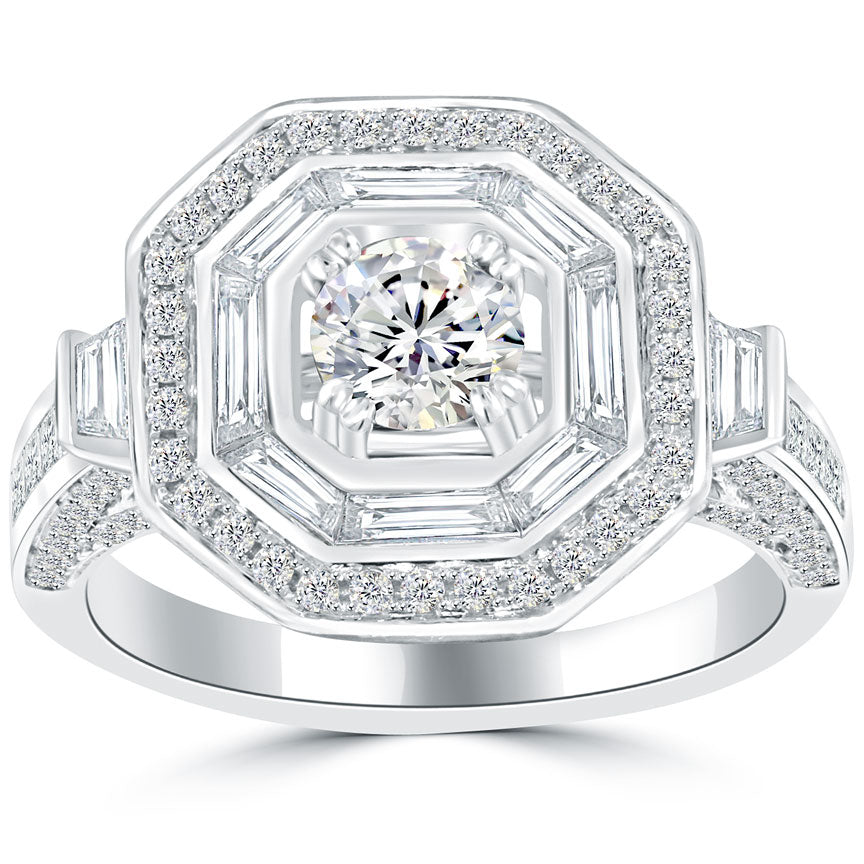 2.08 Carat D-SI2 Certified Natural Round Diamond Engagement Ring 18k White Gold
