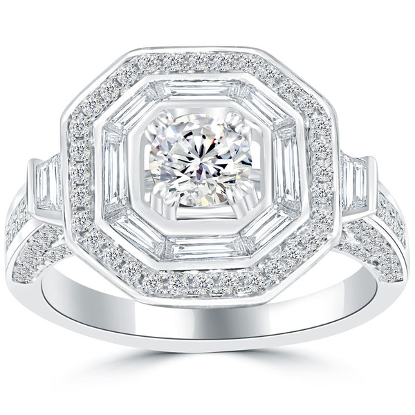 2.08 Carat D-SI2 Certified Natural Round Diamond Engagement Ring 18k White Gold