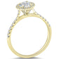 1.03 Carat G-SI1 Natural Round Diamond Engagement Ring 14k Yellow Gold Pave Halo