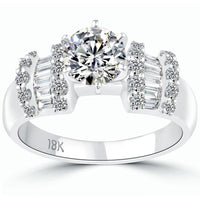 1.81 Carat E-SI2 Certified Natural Round Diamond Engagement Ring 18k White Gold