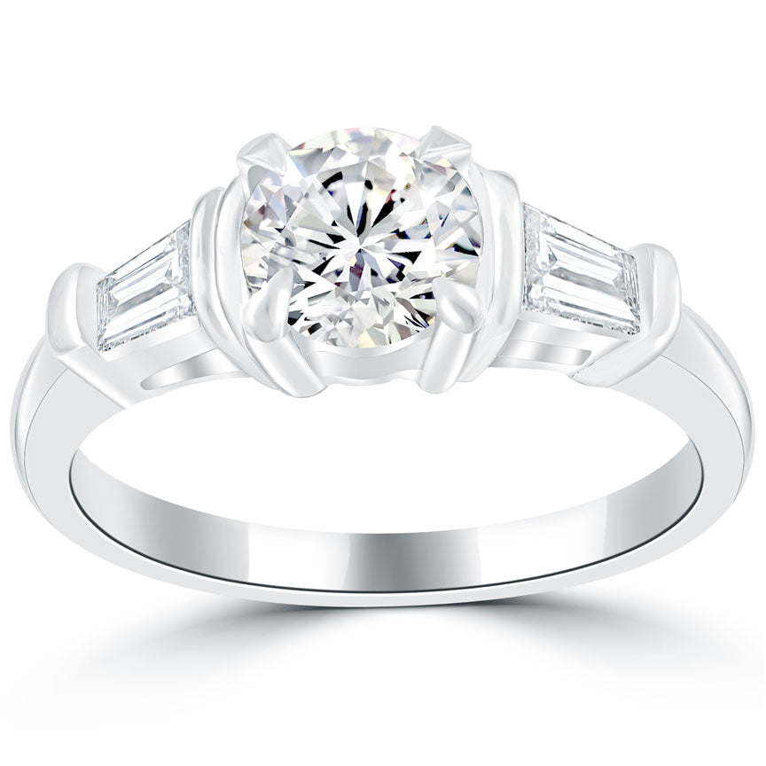 1.60 Carat F-SI1 Certified Natural Round Diamond Engagement Ring 14k White Gold