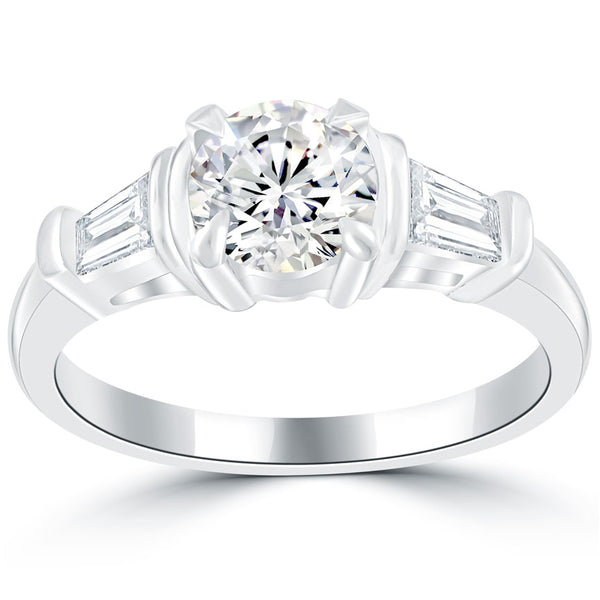 1.60 Carat F-SI1 Certified Natural Round Diamond Engagement Ring 14k White Gold