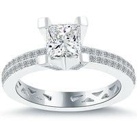 2.26 Carat H-VS1 Princess Cut Diamond Engagement Eternity Ring 14k White Gold