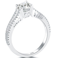 1.29 Carat H-SI2 Certified Natural Round Diamond Engagement Ring 18k White Gold