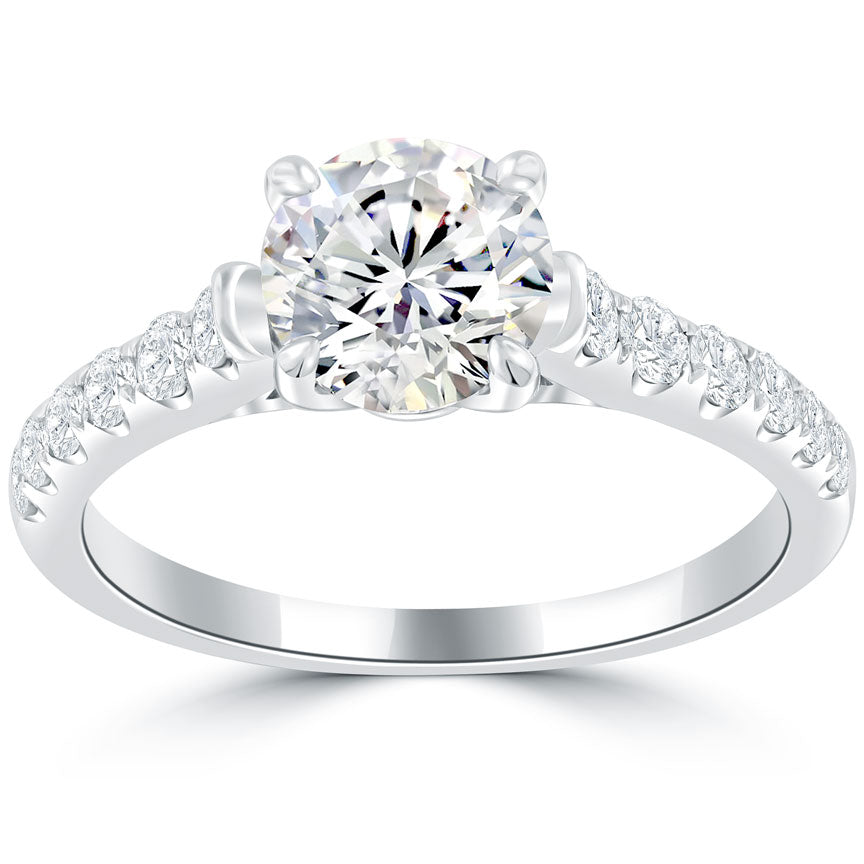 1.88 Carat G-SI3 Certified Natural Round Diamond Engagement Ring 14k White Gold