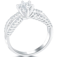 0.92 Carat D-SI1 Certified Natural Round Diamond Engagement Ring 18k White Gold