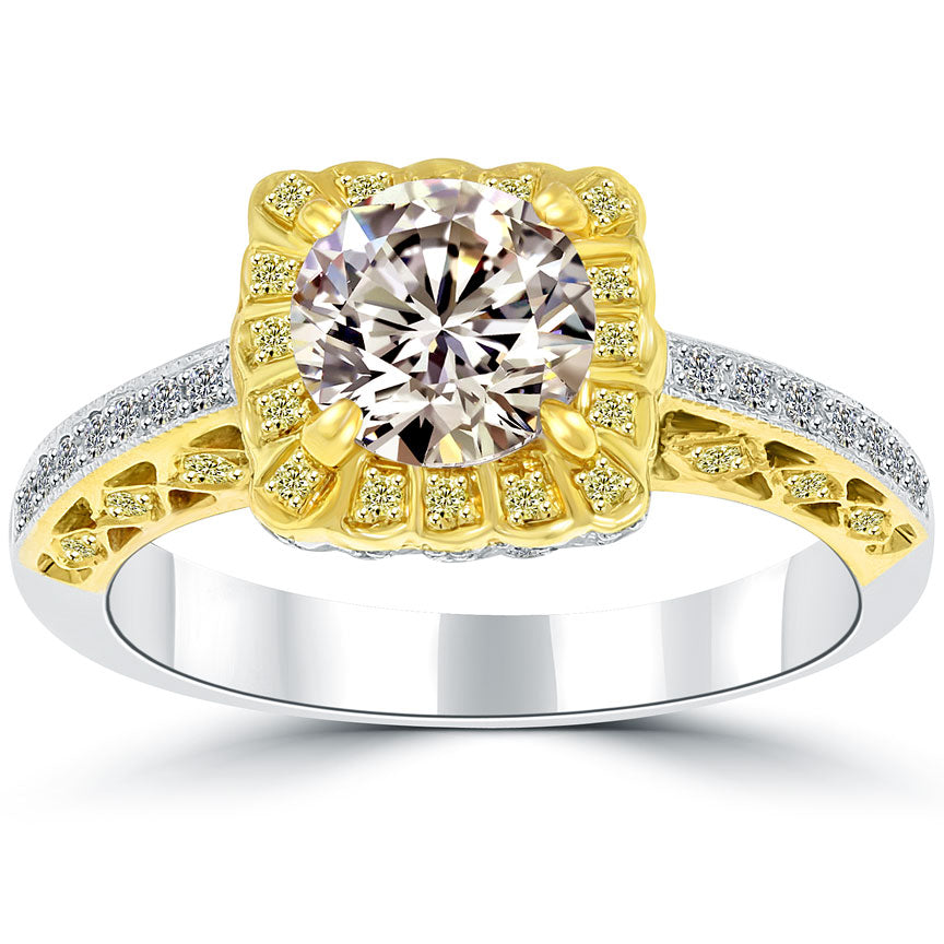 1.88 Carat K-VS2 Natural Round Diamond Engagement Ring 18k Gold 