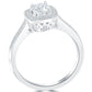0.82 Carat D-SI1 Natural Round Diamond Engagement Ring 14k White Gold Pave Halo