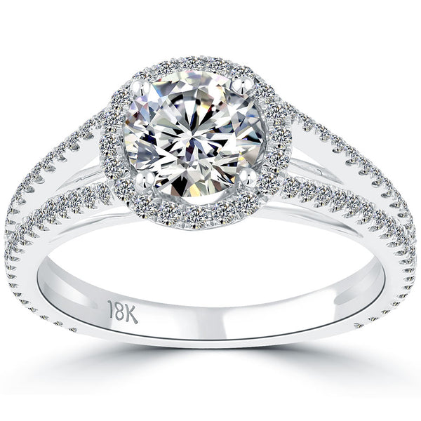 1.71 Carat F-VS2 Natural Round Diamond Engagement Ring 18k Gold Vintage Style