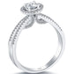 0.59 Carat E-SI1 Natural Round Diamond Engagement Ring 18k White Gold Pave Halo