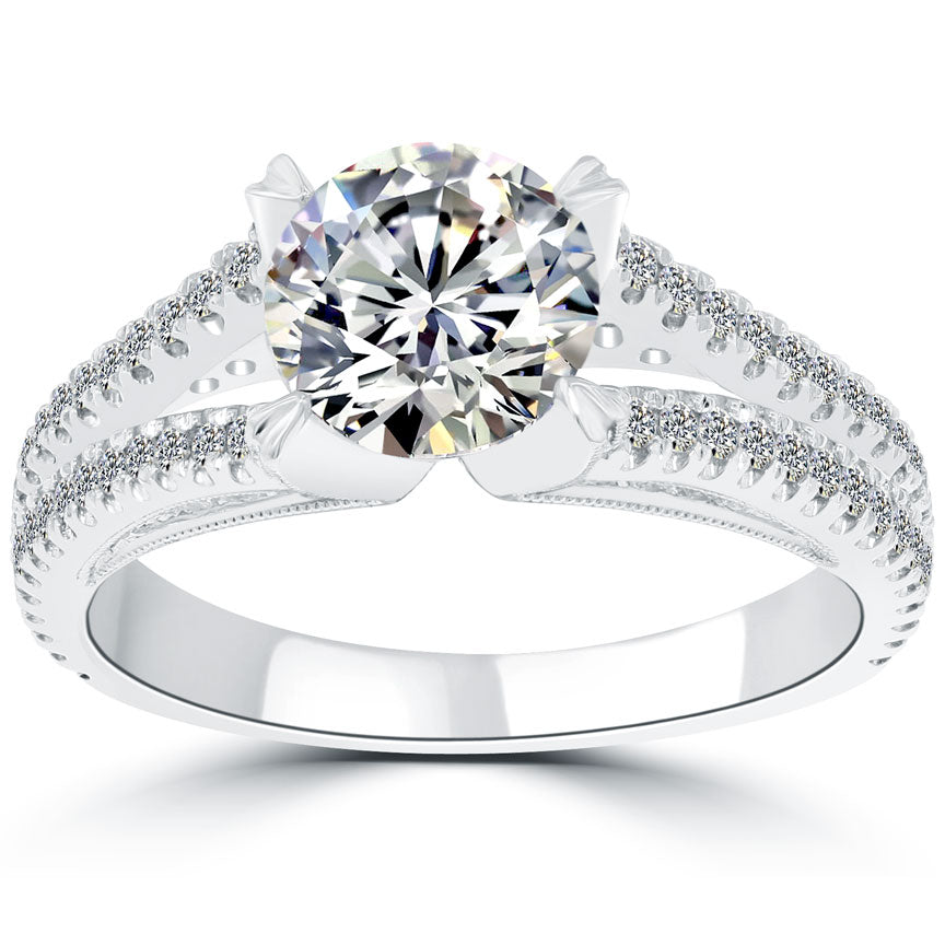 1.91 Carat G-SI1 Certified Natural Round Diamond Engagement Ring 18k White Gold