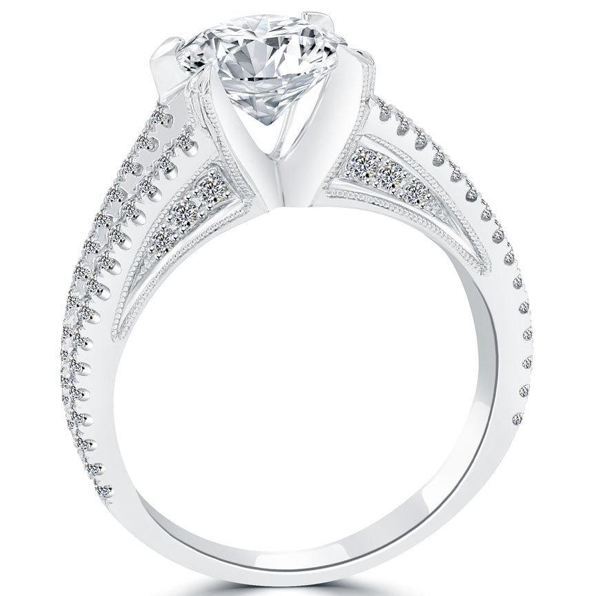 1.91 Carat G-SI1 Certified Natural Round Diamond Engagement Ring 18k White Gold