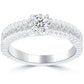 0.79 Carat E-SI1 Certified Natural Round Diamond Engagement Ring 18k White Gold