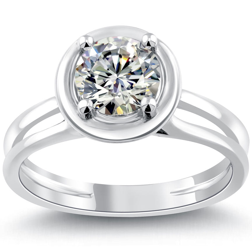 1.33 Carat G-VS2 Round Diamond Classic Solitaire Engagement Ring 14k White Gold