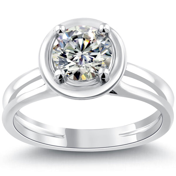 1.33 Carat G-VS2 Round Diamond Classic Solitaire Engagement Ring 14k White Gold