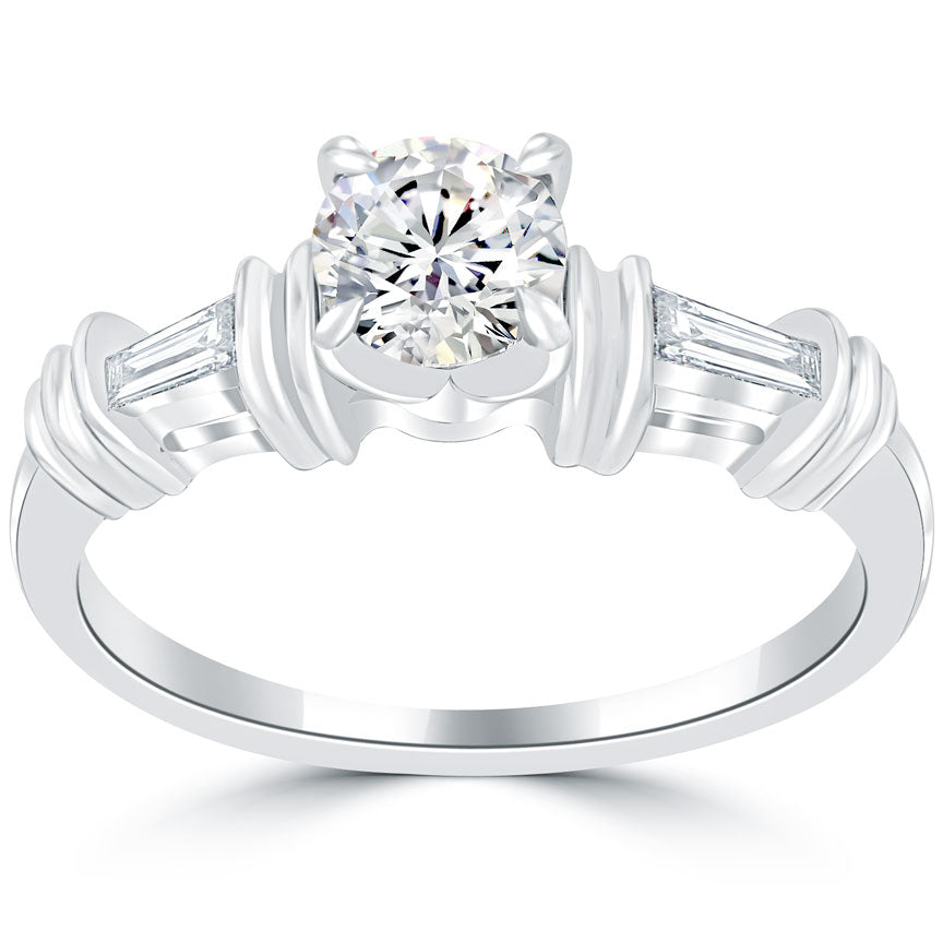 0.95 Carat G-SI1 Certified Natural Round Diamond Engagement Ring 14k White Gold
