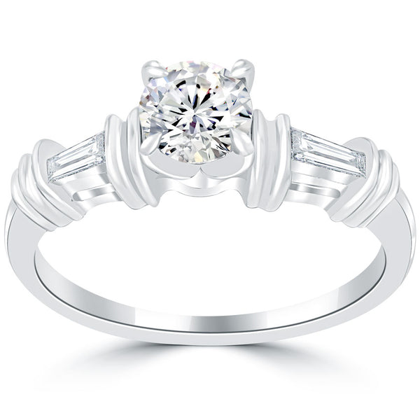 0.95 Carat G-SI1 Certified Natural Round Diamond Engagement Ring 14k White Gold