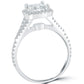 1.61 Carat G-SI1 Princess Cut Diamond Engagement Ring 18k White Gold Pave Halo