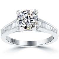 2.10 Carat E-SI2 Certified Natural Round Diamond Engagement Ring 18k White Gold