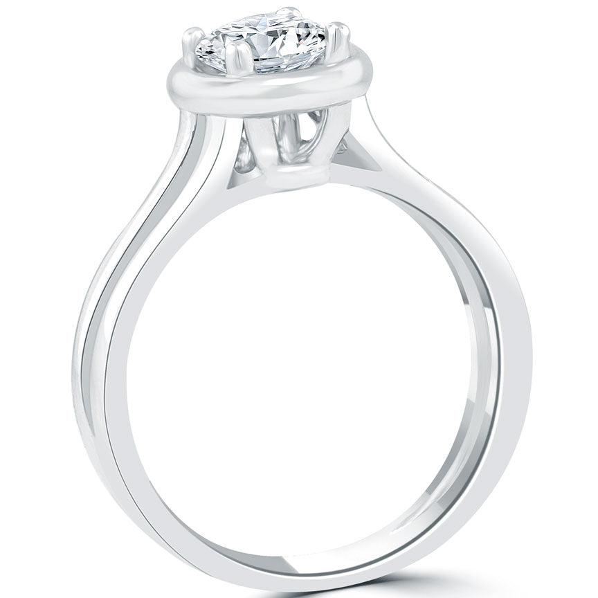 0.90 Carat E-VS1 Round Diamond Classic Solitaire Engagement Ring 14k White Gold