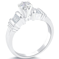 1.13 Carat F-SI1 Certified Natural Round Diamond Engagement Ring 14k White Gold