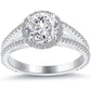 2.12 Carat G-SI1 Natural Round Diamond Engagement Ring 18k White Gold Pave Halo