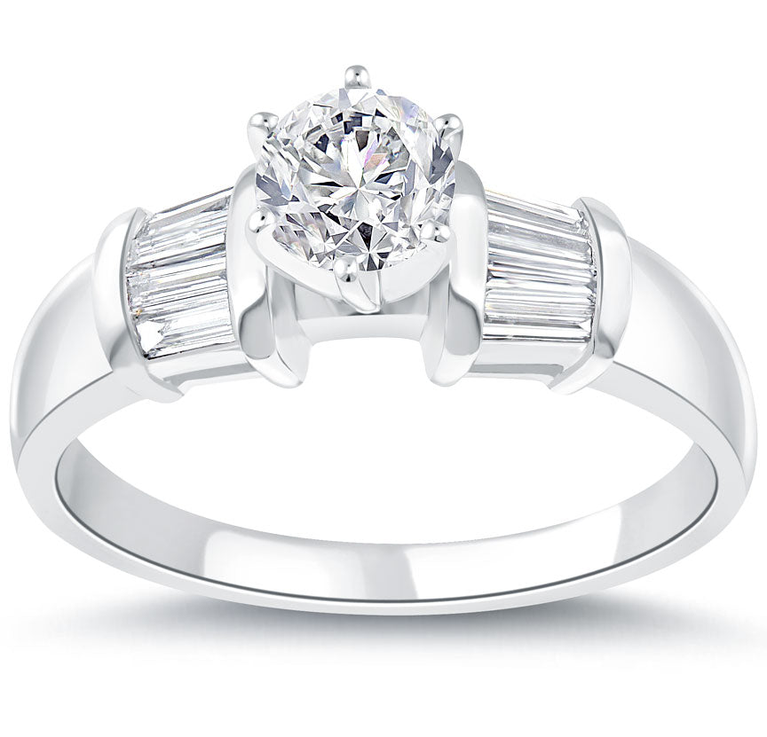 1.14 Carat E-SI1 Certified Natural Round Diamond Engagement Ring 14k White Gold