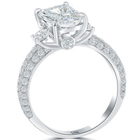 3.47 Carat H-SI2 Radiant Cut Natural Diamond Engagement Ring 14k White Gold
