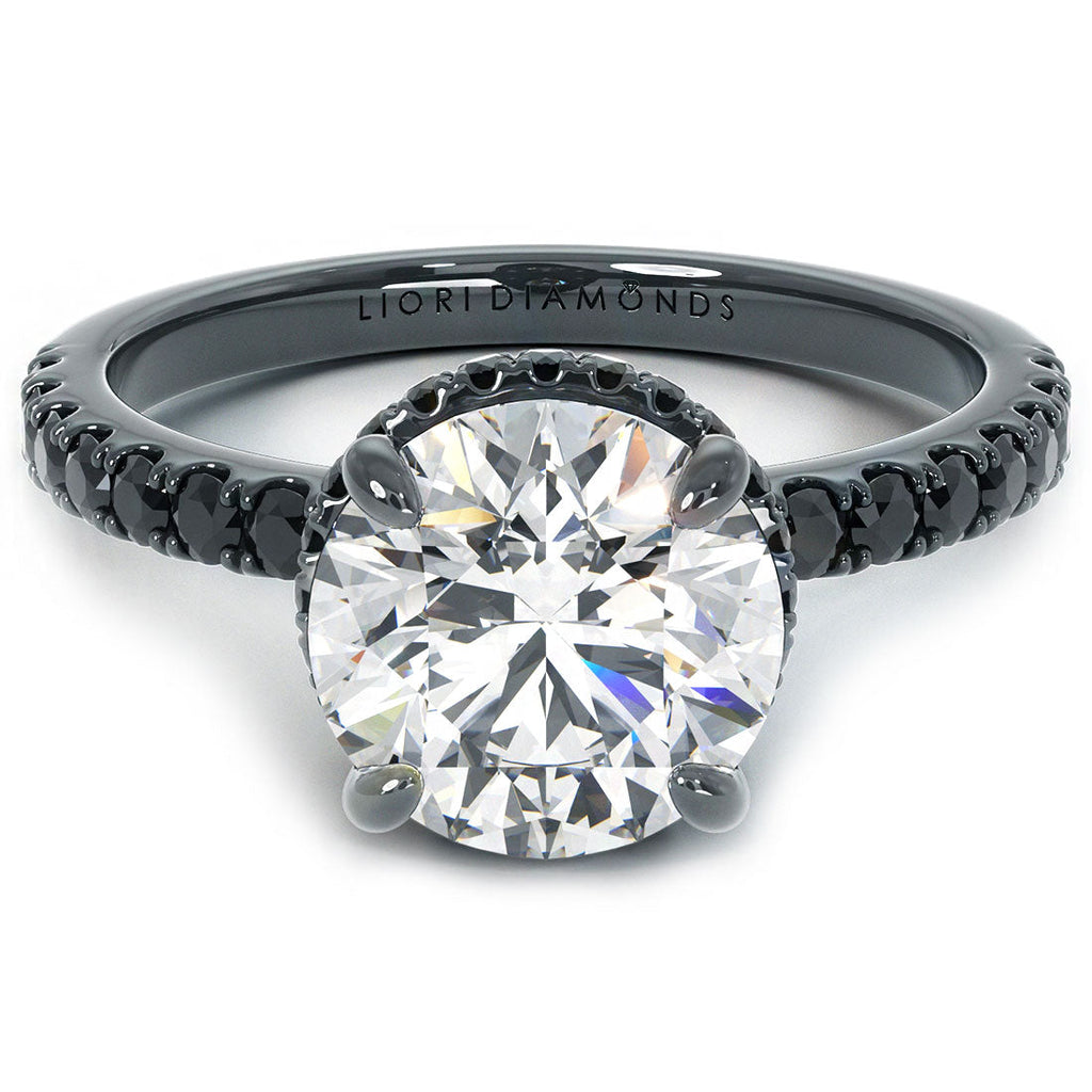 2.80 Carat H-VS2 Certified Natural Round Diamond Engagement Ring 18k Black Gold