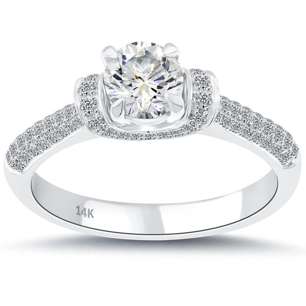 0.91 Carat D-SI1 Certified Natural Round Diamond Engagement Ring 14k White Gold