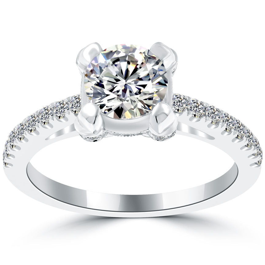 1.72 Carat F-SI2 Certified Natural Round Diamond Engagement Ring 18k White Gold
