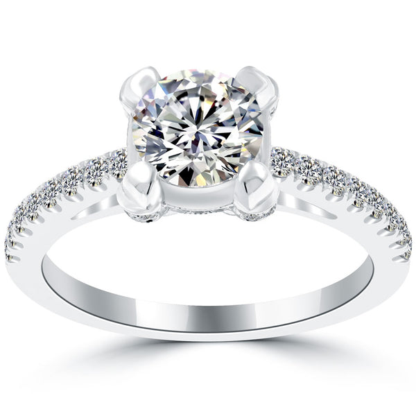 1.72 Carat F-SI2 Certified Natural Round Diamond Engagement Ring 18k White Gold