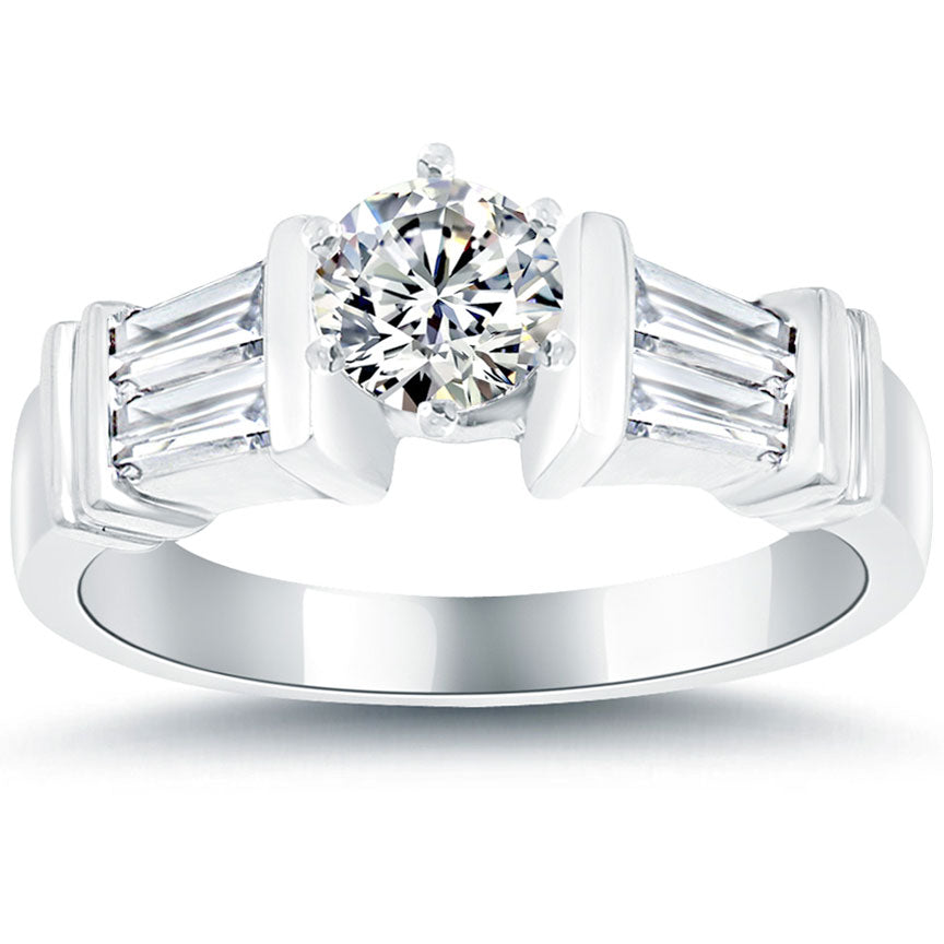 1.22 Carat D-VS1 Certified Natural Round Diamond Engagement Ring 14k White Gold