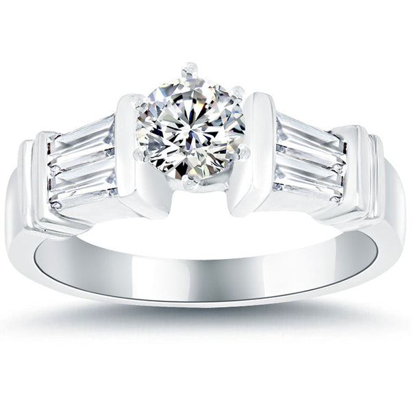 1.22 Carat D-VS1 Certified Natural Round Diamond Engagement Ring 14k White Gold