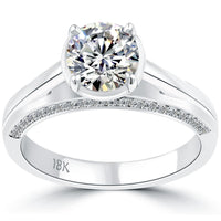 1.44 Carat F-SI1 Certified Natural Round Diamond Engagement Ring 18k White Gold