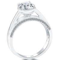 1.44 Carat F-SI1 Certified Natural Round Diamond Engagement Ring 18k White Gold